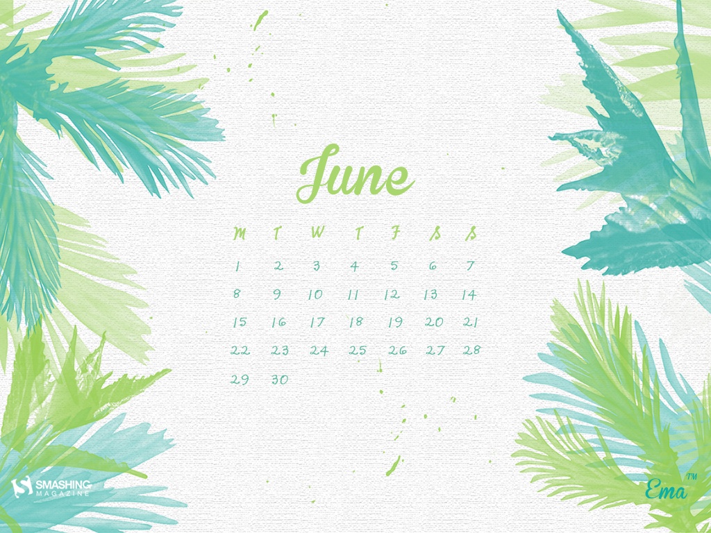 Illustrerad kalender för juni