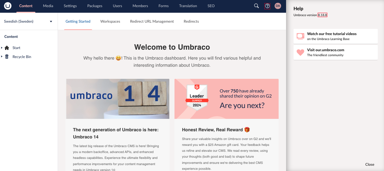 Umbraco8version